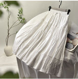 Women Cotton High Waist Lace-up A-line Casual Sweet Elegant Skirts