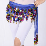 Women Belly Dance Waist Wrap Chains Bling Colorful Sequins Coins Hip Scarfs Chiffon skirt Belt