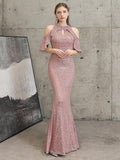 O-neck Mermaid Evening Dress Off-the-shoulder Elegant Prom Gown Long Formal Dress