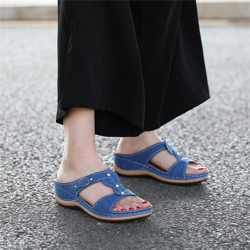 Breathable Comfort Shopping Ladies Walking Shoes Wedge Heels Summer Platform Sandal Mujer Plus size 45