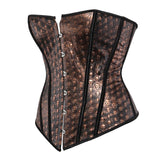 Steampunk Corset Dress Gothic PU Leather Corset Top Renaissance With Burlesque Skirt Set Skull Print Pirate Costume Plus Size