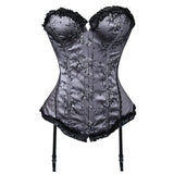 Sexy For Women Lace Up  Lingerie Corsets and Bustiers Gothic Korset Embroidery Floral Corset Top Red Green Purple Gray