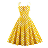Plus Size 3XL 4XL Spaghetti Strap Knot Front Vintage Style Polka Dot Cotton Summer Dress