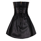 Women's Ladies Summer Sleeveless Black Faux Leather Dresses Zipper Back Mini Dress Sexy Corset Dress Party Club Vestido