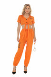 Women's Orange Street Hip Hop Split Prisoner Set Cosplay Costume Halloween Party Game Stage Bar Convict Prisoners Outfits