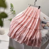 Women A-Line Pleated High Waist Vintage Solid Sweet Skirts