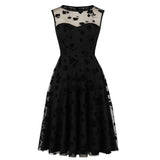 Elegant Black Sleeveless Mesh Embroidered Patchwork See Through Runway Party Formal Dresses