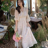 Women Chiffon Floral Sleeveless Dress & Half Sleeve Cardigan Summer Female Draped A-Line Fairy Print 2 Piece Dresses