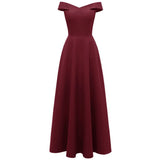 Burgundy Formal Off Shoulder V Neck Runway Evening Gowns Wedding Party Dresses