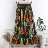 Women Chiffon A-Line Pleated High Waist Floral Print Elegant Skirt