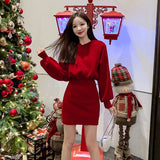 Winter Women Knitting Dress Long Sleeve High Waist Sexy Dress Female Party Bodycon Mini Vestidos