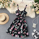 Sexy Floral Print Holiday Summer New Backless Elegant Strapped Beach Dress Women's Mini