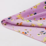 Lavender Bow Tie Neck Button Up Multicolor Print Midi Short Sleeve High Waist Vintage Slim Ruffle Dress