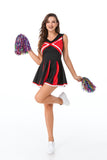 Ladies Cheerleader Costume Cheerleading School Girl Outfits Cosplay Cheer Uniform Fancy Dress Top with Pleated Mini Dress+Pompom