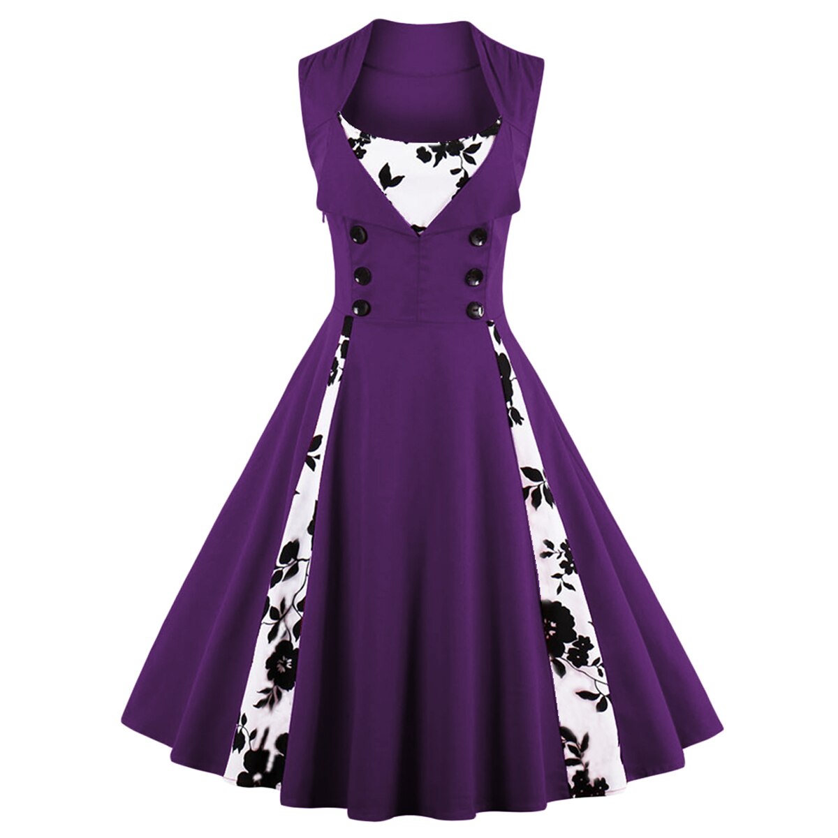 Robe Vintage 50s 60s Retro Cotton Patchwork Pin Up Swing Party Polka Dot Women Casual Dresses