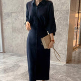 Women Sashes Shirt Dress Female Long Sleeve Solid Casual Elegant 2021 New Fashion Slim Dress