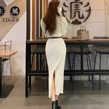 Autumn Winter Women Thicken Puff Sleeve Sweater Dress Casual Turtleneck Bodycon Female Knitted Dress Vestidos