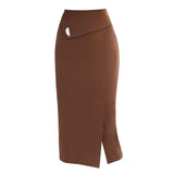 Women Ladies Spring Autumn Solid Office Wear Midi Formal High Waist Pencil Skirts