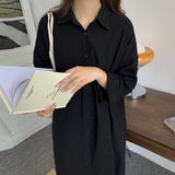 Wholesale Spring Autumn Women Long Sleeve Shirt Dress Casual Buttons Loose Clothes Robe Femme Vestido