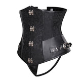 Front Metal Claps Faux Leather Gorsets Underbust Korsett Women Steampunk Bustier Corset Shape Body Sexy Lingerie Slimming Belt