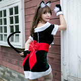 Halloween Christmas Costume For Adult Women Green Elf Cat Girl Cosplay Outfit Suits for Purim Carnival Santa Claus Fancy Dress