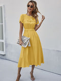 Vintage Sweet Solid Summer Casual Slim High Waist Party Beach Long Dress