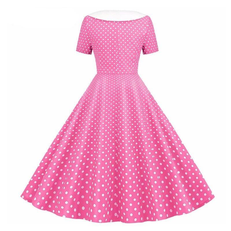 Double Breasted Polka Dot 50S 60S Robe Women Pinup Vintage Elegant Wrap Flare Dress