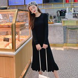 2021 Autumn Winter Thick Straight Sweater Dress Women O-Neck Sweater Dress Elegant Female Slim Knit Vestidos