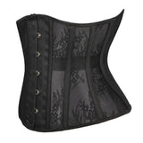 Women Waist Training Black Underbust Corset Top Basque Corselet Bustier Lingerie Belt