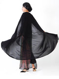 Fashion Chiffon-Cape Dress Full-Sleeve Muslim Robe Black Embroidered Sequin Party Prom Gowns O-Neck Robe De Soriee