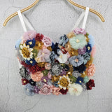 Women Casual Sweet Tank Floral Patchwork Cropped Tops Sexy Vest Elegant Camisole Breast Wrap