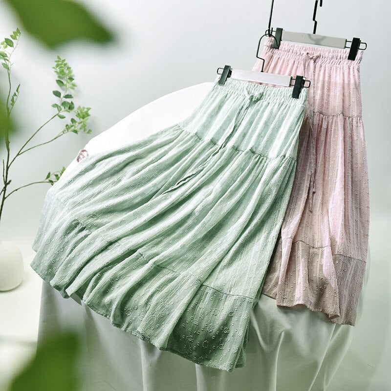 New Women A-Line Lace High Waist Vintage Sweet Skirts Elegant Outwear