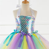 Fancy Girls Mermaid Princess Dress Costume Cosplay Halloween Costume For Kids Carnival Party Suit