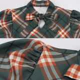 1950s Plaid Casual Sundresses 3/4 Sleeve Robe Pin Up Swing Retro Party Vintage Dress