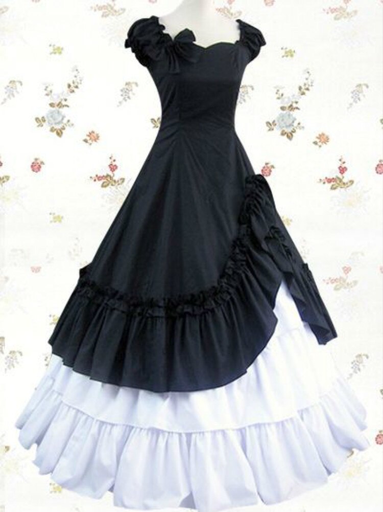 Women Gothic Vintage Ruffle Lolita Dress Female Retro Layer Ball Gown Theater Cinderella Maid Slave Cosplay Performance Dresses