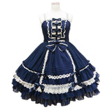 Japanese Mori Girls Sweet Kawaii Lolita Dresses Princess Maid Vintage Gothic Vestidos Bowknot Back Pactwork Mesh Lace Dresses