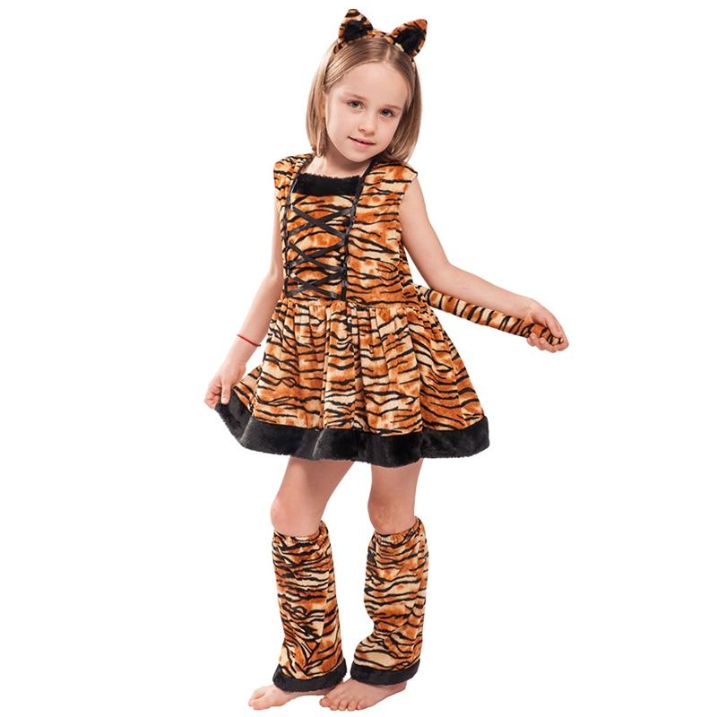 Kids Tiger Costume Cosplay Halloween Animal Costumes For Girls Animal Costume For Masquerade Children Dress