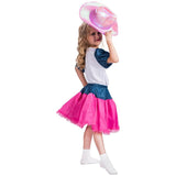 Cute Cowgirl Costume Kids Plaid Pink Dance Cosplay Halloween Costume For Kids Carnival Party Dress Suit