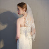 New Bridal Veil Elegant Short Wedding Veil Ivory Lace Veil Two-Layer With Comb Wedding Accessories