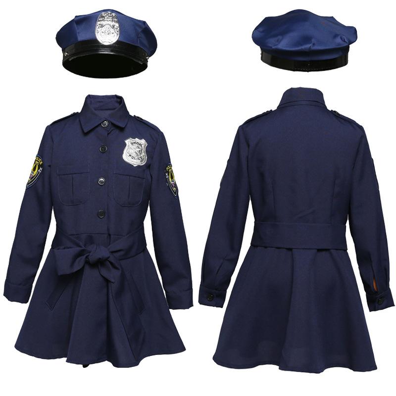 Girls Police Costume For Kids Cute Police Costume Children Cosplay Uniform Halloween Costume For Kids Carnival Party Suit