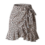 Ruffles Leopard Summer Sexy Boho Mini Retro Casual A Line High Waist Girls Short Women Skirt