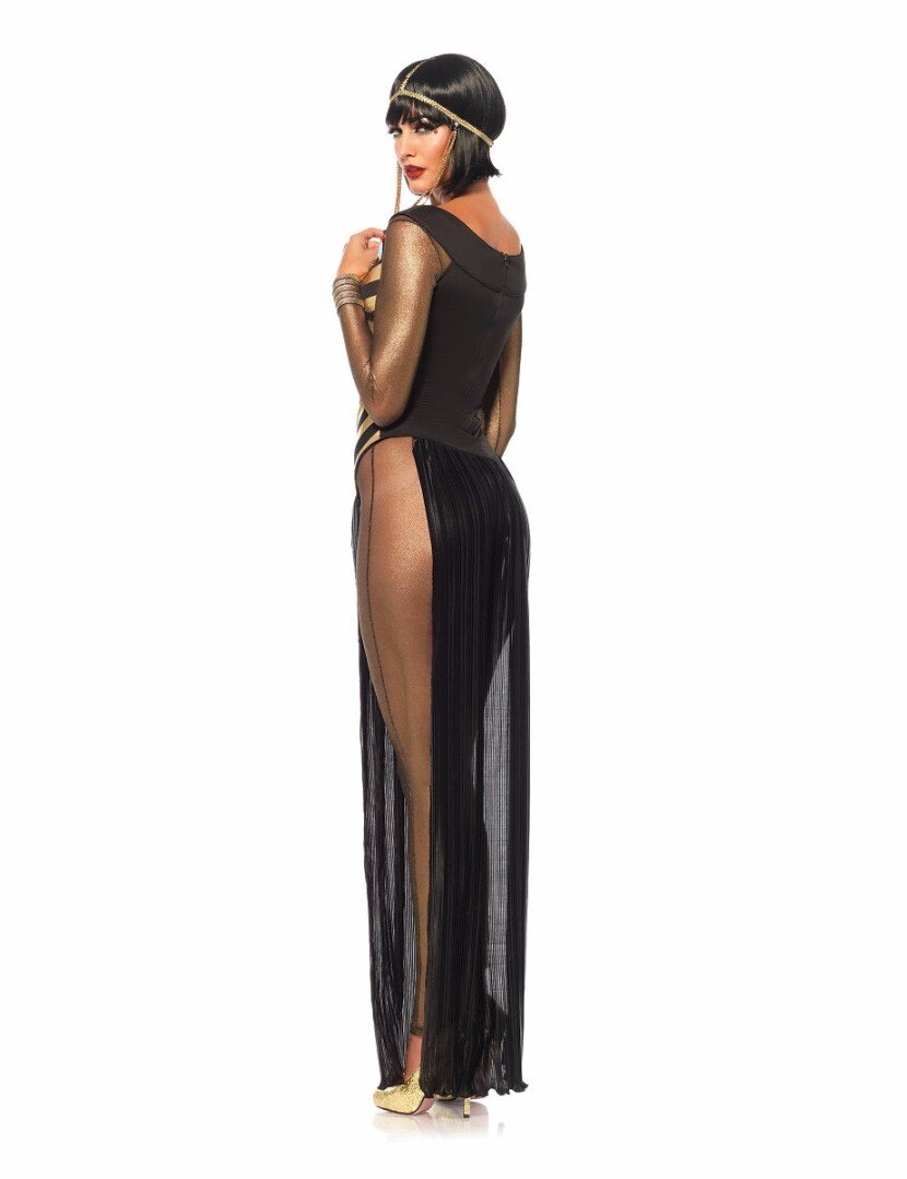 Sexy Queen Of the Nile Adult Egyptian Pharaoh Queen Cosplay Costume Women Halloween Cosplay Egyptian Cleopatra Gold Long Dress
