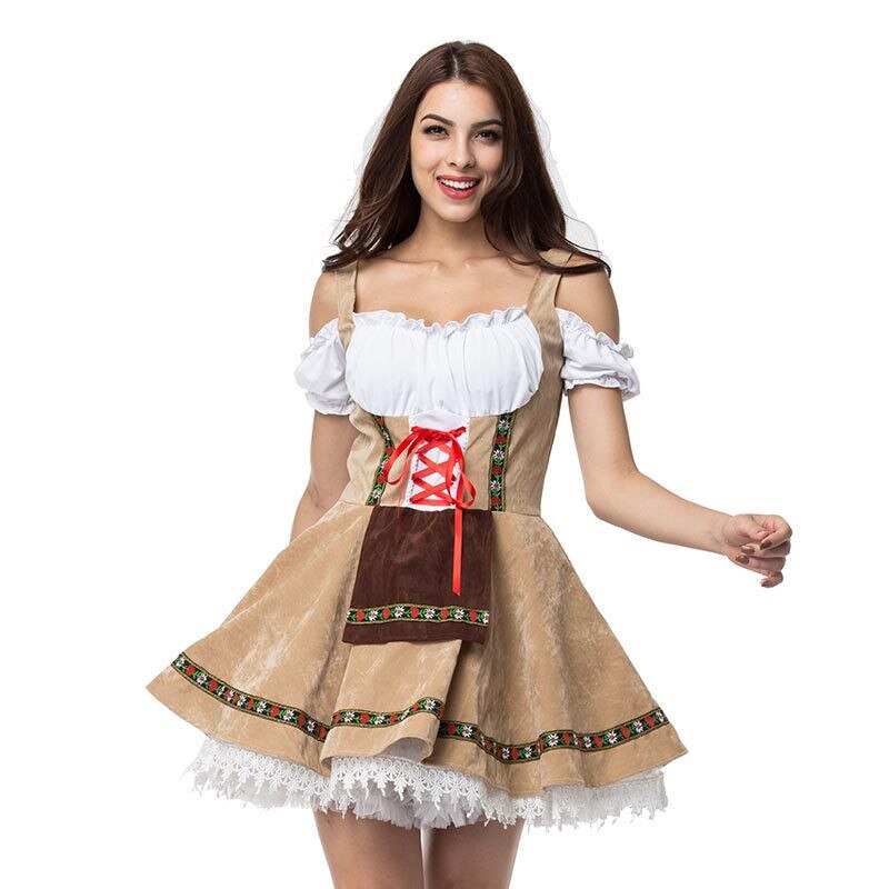 S-3XL 2018 Carnival Festival October Beer Maid Costume German Oktoberfest Wench Maiden Dirndl Fancy Dress