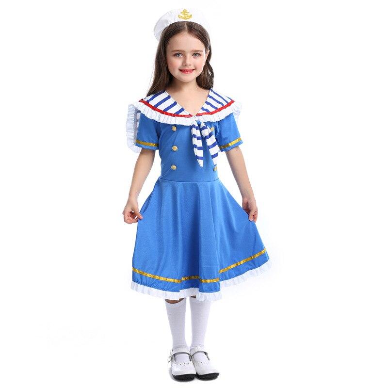 Sailor Costume Girls Children Cosplay Cute Kids Navy Costume Cosplay Halloween Costume For Kids Carnival Purim Party Suit