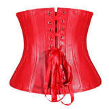 Black/Red Faux Leather Corset Sexy Clubwear Bustier Hot Lingerie Zipper Plus Size Waist Cincher Top S-6XL