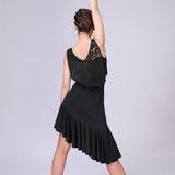 Sexy Women Fringe Dress with Shorts Double V Neck Sleeveless See-Through Lace High Low Hem Party Dress
