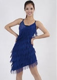 Sequins Latin Tassel Dance Wear Performance V Neck Cross Back Bandage Competition Fancy Dress