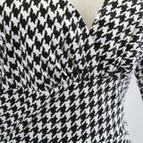 Houndstooth Vintage 50s Rockabilly Sexy V Neck Plaid Women Pin Up Half Sleeve Autumn Party Retro Elegant Dresses