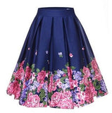 40s 50s 60s Women Vintage Swing Skirts High Waist Knee Length Costume Midi Skater Rockabilly Pin Up Print Casual Party Clothing