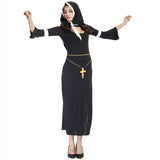 3Pcs Black Nun Costume Sexy Womens Classic Priest Cosplay Dress Female Pastor Sister Clothes Halloween Cosplay Party Uniforms